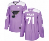 Youth Adidas St. Louis Blues #71 Jordan Nolan Authentic Purple Fights Cancer Practice NHL Jersey