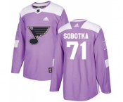 Youth Adidas St. Louis Blues #71 Vladimir Sobotka Authentic Purple Fights Cancer Practice NHL Jersey