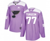 Youth Adidas St. Louis Blues #77 Pierre Turgeon Authentic Purple Fights Cancer Practice NHL Jersey