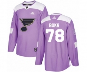 Youth Adidas St. Louis Blues #78 Dominik Bokk Authentic Purple Fights Cancer Practice NHL Jersey