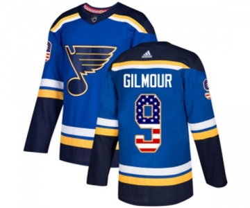 Youth Adidas St. Louis Blues #9 Doug Gilmour Authentic Blue USA Flag Fashion NHL Jersey