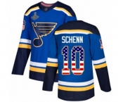 Youth St. Louis Blues #10 Brayden Schenn Authentic Blue USA Flag Fashion 2019 Stanley Cup Champions Hockey Jersey