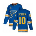 Youth St. Louis Blues #10 Brayden Schenn Authentic Navy Blue Alternate 2019 Stanley Cup Champions Hockey Jersey