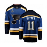 Youth St. Louis Blues #11 Brian Sutter Fanatics Branded Royal Blue Home Breakaway 2019 Stanley Cup Champions Hockey Jersey