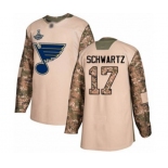 Youth St. Louis Blues #17 Jaden Schwartz Authentic Camo Veterans Day Practice 2019 Stanley Cup Champions Hockey Jersey