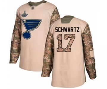 Youth St. Louis Blues #17 Jaden Schwartz Authentic Camo Veterans Day Practice 2019 Stanley Cup Champions Hockey Jersey