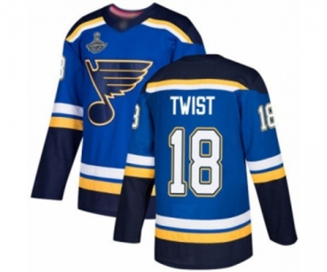 Youth St. Louis Blues #18 Tony Twist Authentic Royal Blue Home 2019 Stanley Cup Champions Hockey Jersey