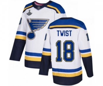 Youth St. Louis Blues #18 Tony Twist Authentic White Away 2019 Stanley Cup Champions Hockey Jersey