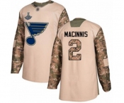 Youth St. Louis Blues #2 Al Macinnis Authentic Camo Veterans Day Practice 2019 Stanley Cup Champions Hockey Jersey