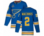 Youth St. Louis Blues #2 Al Macinnis Authentic Navy Blue Alternate 2019 Stanley Cup Champions Hockey Jersey