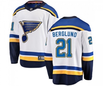 Youth St. Louis Blues #21 Patrik Berglund Fanatics Branded White Away Breakaway NHL Jersey