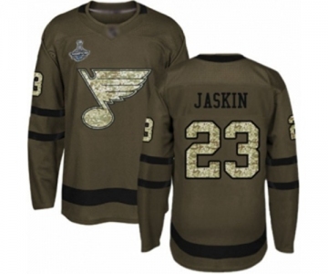 Youth St. Louis Blues #23 Dmitrij Jaskin Authentic Green Salute to Service 2019 Stanley Cup Champions Hockey Jersey