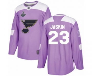 Youth St. Louis Blues #23 Dmitrij Jaskin Authentic Purple Fights Cancer Practice 2019 Stanley Cup Champions Hockey Jersey