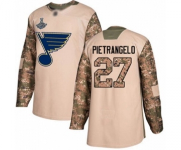 Youth St. Louis Blues #27 Alex Pietrangelo Authentic Camo Veterans Day Practice 2019 Stanley Cup Champions Hockey Jersey