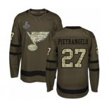 Youth St. Louis Blues #27 Alex Pietrangelo Authentic Green Salute to Service 2019 Stanley Cup Champions Hockey Jersey