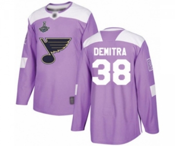 Youth St. Louis Blues #38 Pavol Demitra Authentic Purple Fights Cancer Practice 2019 Stanley Cup Champions Hockey Jersey