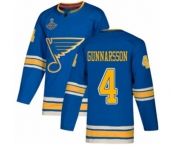 Youth St. Louis Blues #4 Carl Gunnarsson Authentic Navy Blue Alternate 2019 Stanley Cup Champions Hockey Jersey