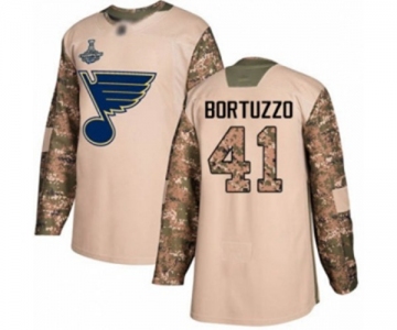 Youth St. Louis Blues #41 Robert Bortuzzo Authentic Camo Veterans Day Practice 2019 Stanley Cup Champions Hockey Jersey