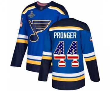 Youth St. Louis Blues #44 Chris Pronger Authentic Blue USA Flag Fashion 2019 Stanley Cup Champions Hockey Jersey