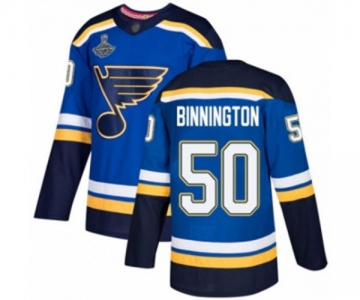 Youth St. Louis Blues #50 Jordan Binnington Authentic Royal Blue Home 2019 Stanley Cup Champions Hockey Jersey