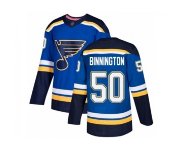 Youth St. Louis Blues #50 Jordan Binnington Authentic Royal Blue Home Hockey Jersey