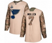 Youth St. Louis Blues #7 Joe Mullen Authentic Camo Veterans Day Practice 2019 Stanley Cup Champions Hockey Jersey