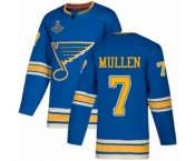 Youth St. Louis Blues #7 Joe Mullen Authentic Navy Blue Alternate 2019 Stanley Cup Champions Hockey Jersey