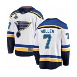 Youth St. Louis Blues #7 Joe Mullen Fanatics Branded White Away Breakaway 2019 Stanley Cup Champions Hockey Jersey