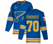 Youth St. Louis Blues #70 Oskar Sundqvist Authentic Navy Blue Alternate 2019 Stanley Cup Champions Hockey Jersey