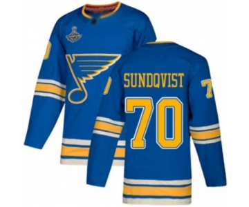 Youth St. Louis Blues #70 Oskar Sundqvist Authentic Navy Blue Alternate 2019 Stanley Cup Champions Hockey Jersey