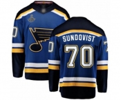 Youth St. Louis Blues #70 Oskar Sundqvist Fanatics Branded Royal Blue Home Breakaway 2019 Stanley Cup Champions Hockey Jersey