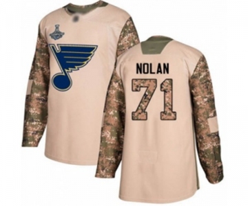 Youth St. Louis Blues #71 Jordan Nolan Authentic Camo Veterans Day Practice 2019 Stanley Cup Champions Hockey Jersey