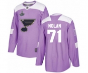 Youth St. Louis Blues #71 Jordan Nolan Authentic Purple Fights Cancer Practice 2019 Stanley Cup Champions Hockey Jersey