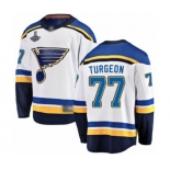 Youth St. Louis Blues #77 Pierre Turgeon Fanatics Branded White Away Breakaway 2019 Stanley Cup Champions Hockey Jersey