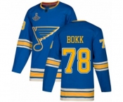 Youth St. Louis Blues #78 Dominik Bokk Authentic Navy Blue Alternate 2019 Stanley Cup Champions Hockey Jersey