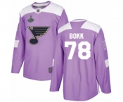 Youth St. Louis Blues #78 Dominik Bokk Authentic Purple Fights Cancer Practice 2019 Stanley Cup Champions Hockey Jersey