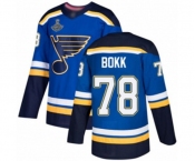 Youth St. Louis Blues #78 Dominik Bokk Authentic Royal Blue Home 2019 Stanley Cup Champions Hockey Jersey