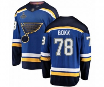 Youth St. Louis Blues #78 Dominik Bokk Fanatics Branded Royal Blue Home Breakaway 2019 Stanley Cup Champions Hockey Jersey