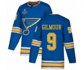 Youth St. Louis Blues #9 Doug Gilmour Authentic Navy Blue Alternate 2019 Stanley Cup Champions Hockey Jersey