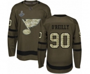 Youth St. Louis Blues #90 Ryan O'Reilly Authentic Green Salute to Service 2019 Stanley Cup Champions Hockey Jersey