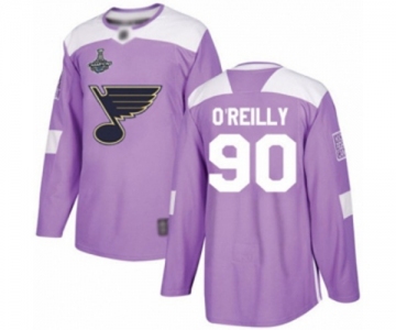 Youth St. Louis Blues #90 Ryan O'Reilly Authentic Purple Fights Cancer Practice 2019 Stanley Cup Champions Hockey Jersey