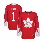 Adidas Toronto Maple Leafs #1 Johnny Bower Authentic Red Alternate NHL Jersey