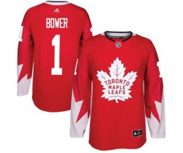 Adidas Toronto Maple Leafs #1 Johnny Bower Authentic Red Alternate NHL Jersey