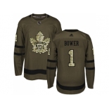 Adidas Toronto Maple Leafs #1 Johnny Bower Green Salute to Service Stitched NHL Jersey