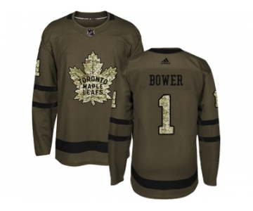 Adidas Toronto Maple Leafs #1 Johnny Bower Green Salute to Service Stitched NHL Jersey