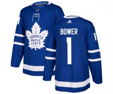 Adidas Toronto Maple Leafs #1 Johnny Bower Premier Royal Blue Home NHL Jersey