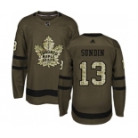 Adidas Toronto Maple Leafs #13 Mats Sundin Authentic Green Salute to Service NHL Jersey