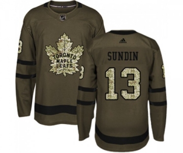 Adidas Toronto Maple Leafs #13 Mats Sundin Authentic Green Salute to Service NHL Jersey