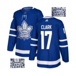 Adidas Toronto Maple Leafs #17 Wendel Clark Authentic Royal Blue Fashion Gold NHL Jersey