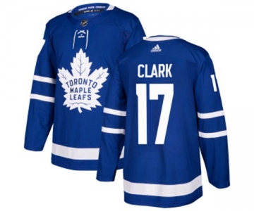 Adidas Toronto Maple Leafs #17 Wendel Clark Authentic Royal Blue Home NHL Jersey